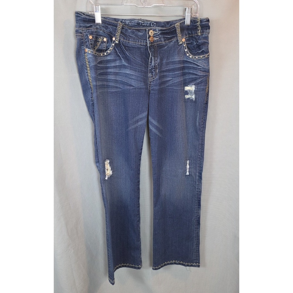 Cowgirl Tuff Co. Bronco Bling Rivets‎ Distressed Jeans Women's W34 L31.5 Western